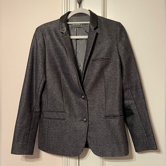 Zadig & Voltaire Metallic Grey Leather Detailed Blazer - Picture 1 of 7